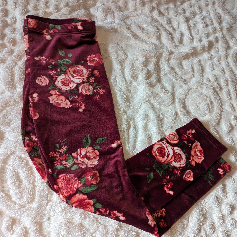 Velvet flower leggings